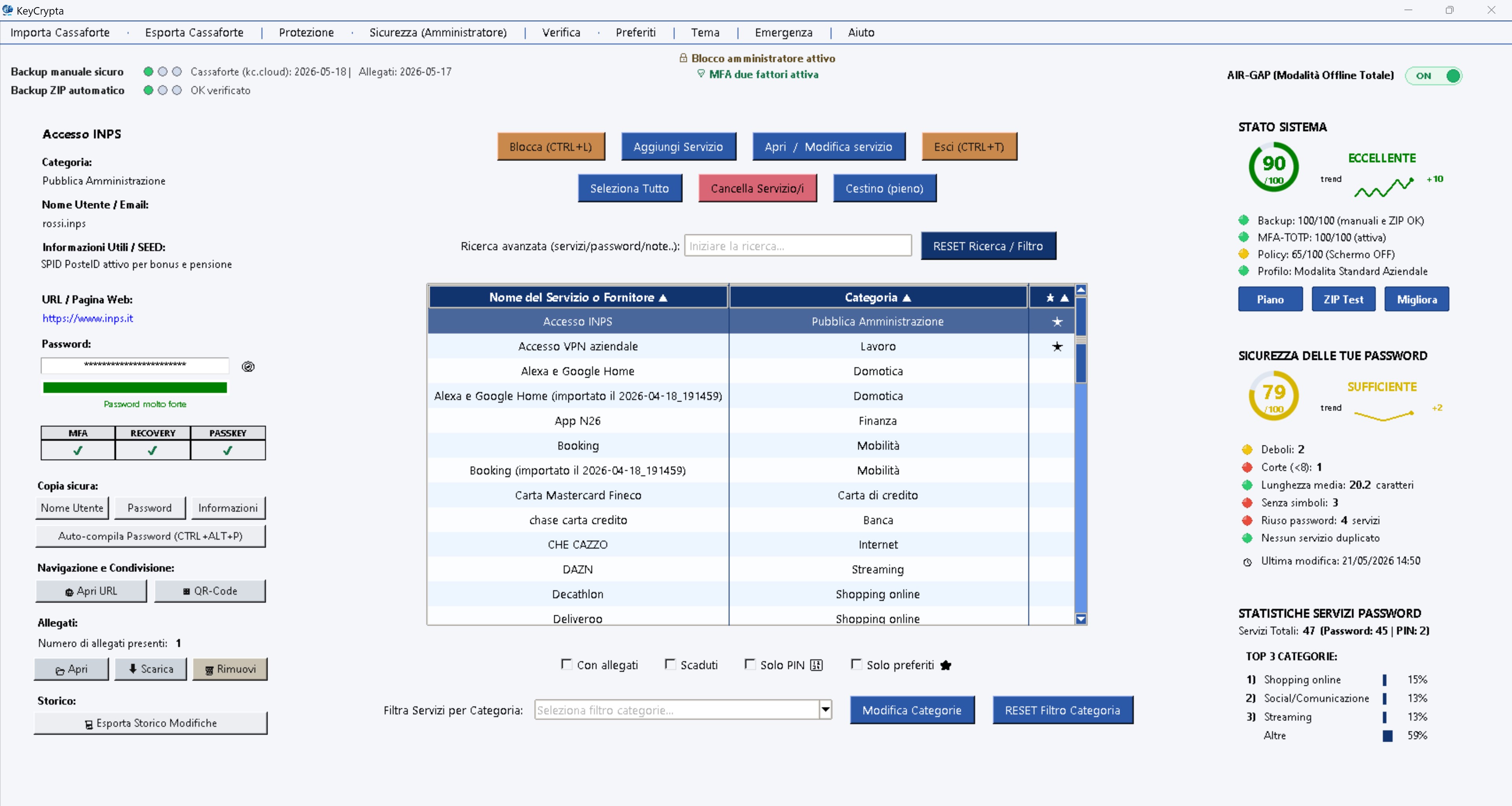 Dashboard KeyCrypta